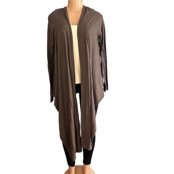 Sundance Brown Long Open-Front Cardigan Sweater Lightweight - Picture 4 of 10